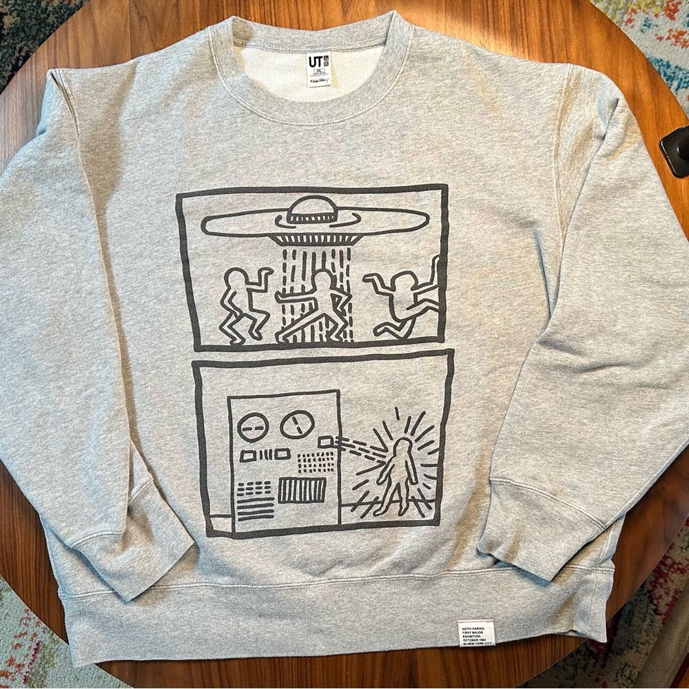 Uniqlo Limited Keith Haring Print Gray Sweatshirt - XXL but L/XL Fit